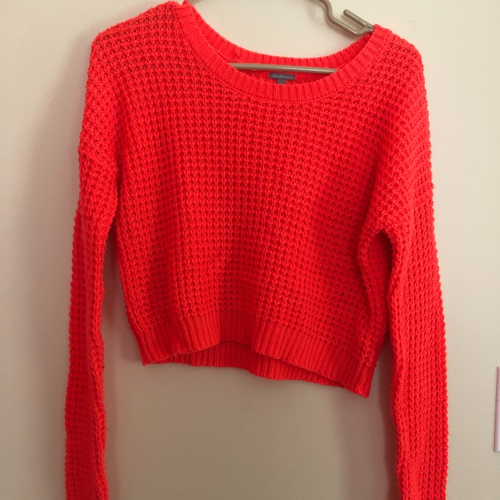 BRIGHT ORANGE CROPPED SWEATER